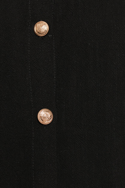 Velvette Mini Button Down Dress - Black