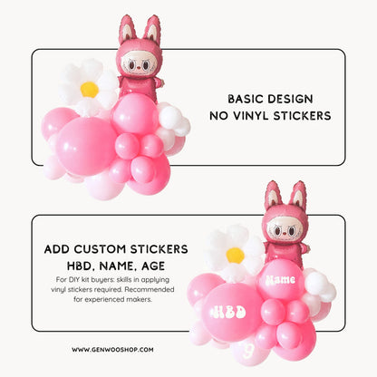 Pink Lafufu and Daisy Balloon Cluster