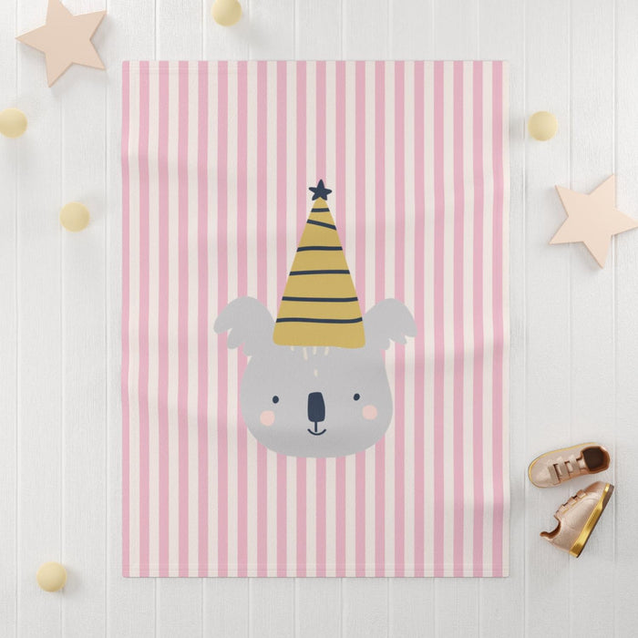 Girls Blanket Pink Striped Koala, Girls Throw Blanet, Girls Bedding, Baby Girl Toddler Binkie | Pippa + June