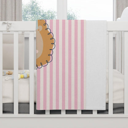 Girls Blanket Pink Striped Lion, Girls Throw Blanet, Girls Bedding, Baby Girl Toddler Binkie | Pippa + June