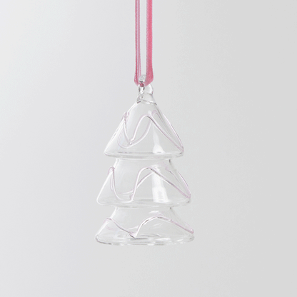 Pink Waves Glass Tree Ornament