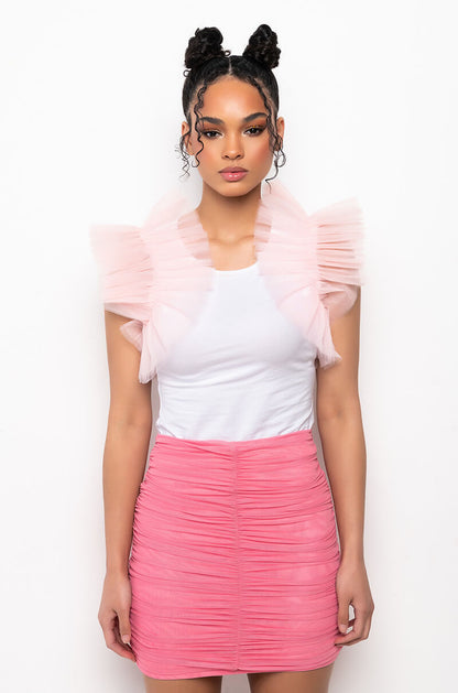 ADRIANA TULLE DETAIL TEE SHIRT