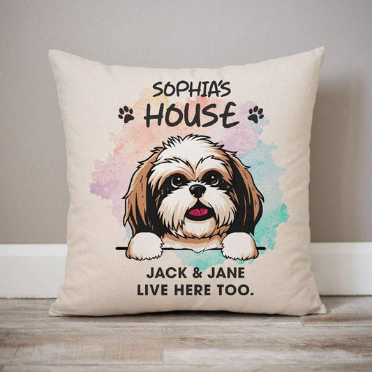 Puppy Live Here Too, Personalized Pillows, Custom Gift for Dog Lovers