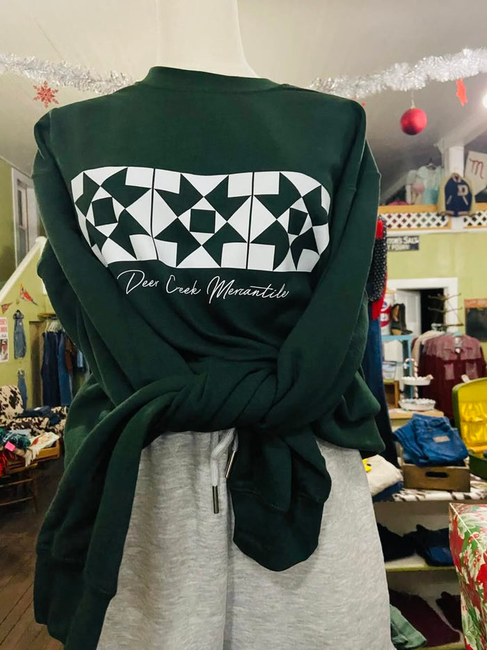 Quilt Block Sweatshirt *Forest Green - Deer Creek Mercantile
