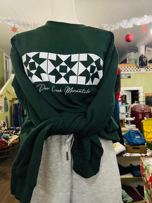Quilt Block Sweatshirt *Forest Green - Deer Creek Mercantile