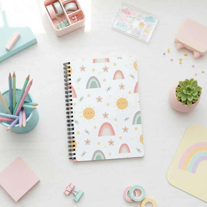 Girls Journal Notebook Rainbows, Girls Journal, Girls Stationary, Girls School Supplies, Girls Diary, Girls Home School Workbooks, Made in USA | Pippa + June