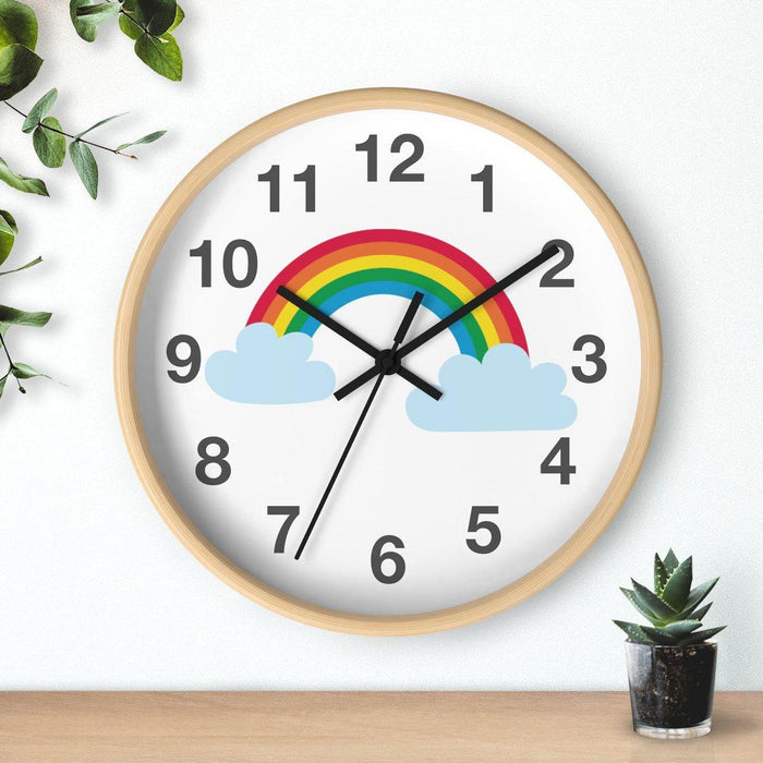 Nursery Wall Clock No Ticking Rainbow, Kids Wall Clock, Nursery Large Wall Clock, Silent Nursery Wall Clock, Kids Wall Decor | Pippa + June