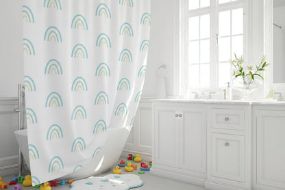 Kids Shower Curtain Rainbows Gender Neutral, Kids Bath Curtain, Kids Bathroom Decor, Kids Bathroom Accessories, Made in the USA | Pippa + June