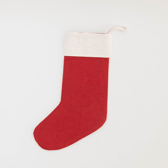 Red Candle Garland Linen Stocking