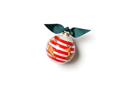 Reindeer In Flight Glass Ornament