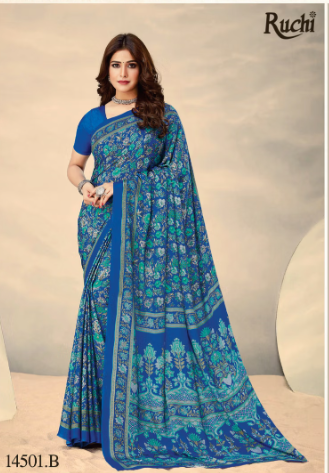 Saree Sari Luxury  Premium American Crape Georgette Design - 14501.B