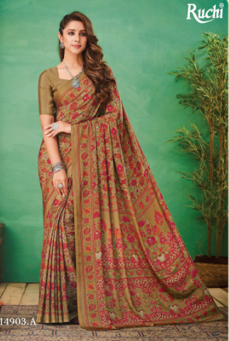 Saree Sari Luxury  Premium American Crape Georgette Design - 14903.A