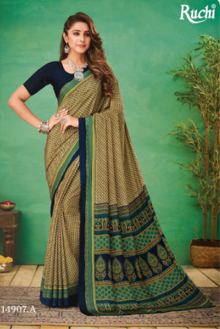Saree Sari Luxury  Premium American Crape Georgette Design - 14907.A
