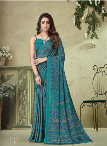 Saree Sari Luxury  Premium American Crape Georgette Design - 21502A
