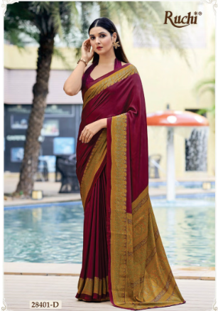 Saree Sari Luxury  Premium American Crape Georgette Design - 28401-D
