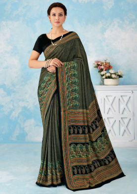 Saree Sari Luxury  Premium American Crape Georgette Design - 43103-D