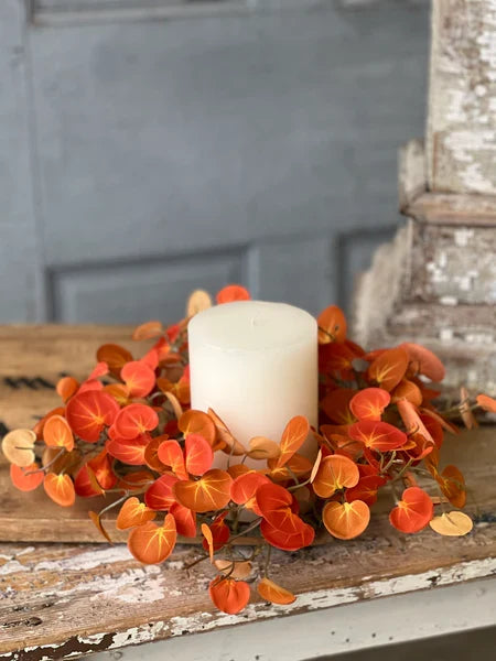 Setting Sun Leaves Candle Ring