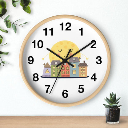 Kids Wall Clock Sleeping City Gender Neutral, Large Clock Silent No Ticking, Nursery Wall Clock, Childrens Wall Clock, Kids Bedroom Wall Decor, Nursery Wall Decor, Made in the USA | Pippa + June