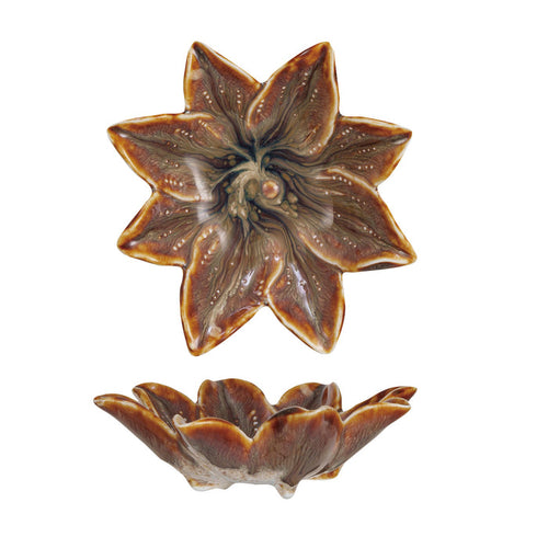 Stoneware Flower Shaped Dish (Each One Will Vary)