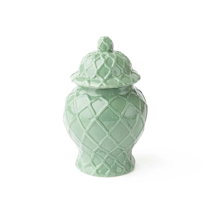 Small Textured Ginger Jar - Green