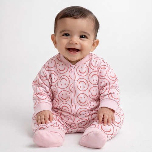 Smile Long Sleeve- Summer Romper Zipper