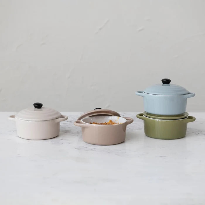 Stoneware Mini Baker & Lid- 4 Colors