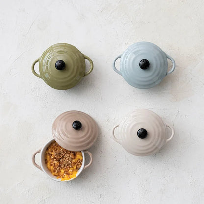 Stoneware Mini Baker & Lid- 4 Colors