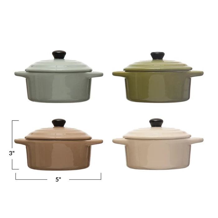Stoneware Mini Baker & Lid- 4 Colors