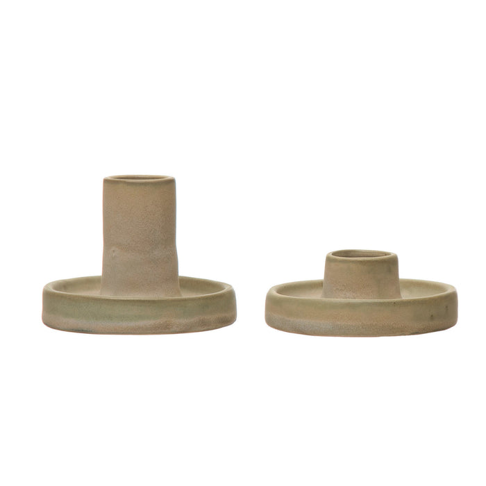 Stoneware Taper Holder Set of 2