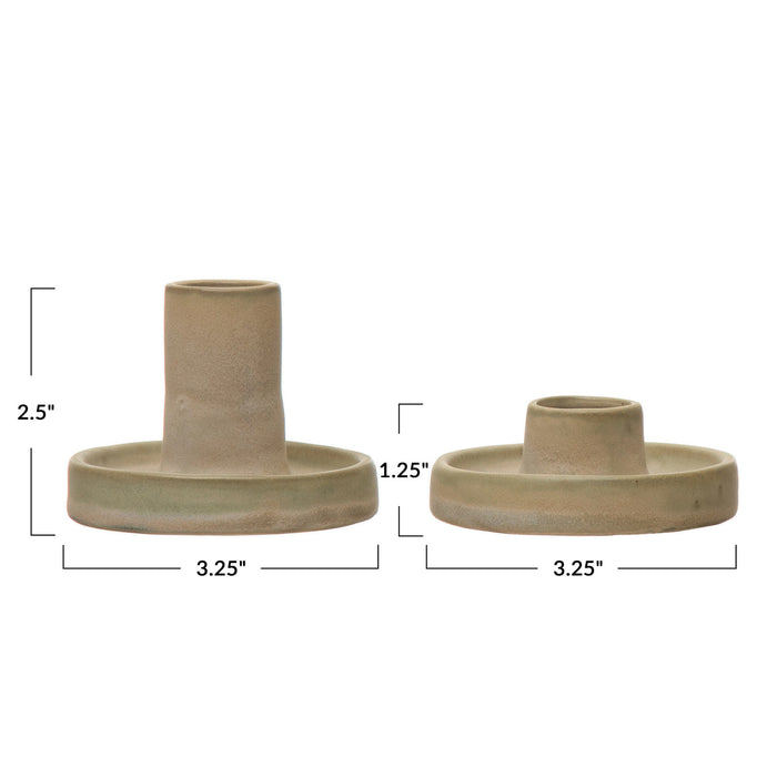 Stoneware Taper Holder Set of 2
