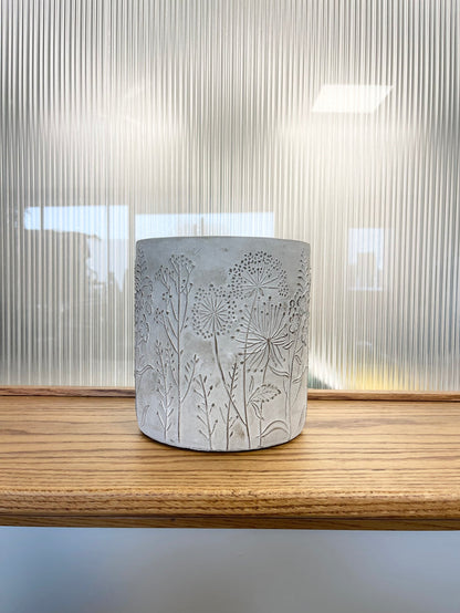Straight Full Wildflower Cement Pot