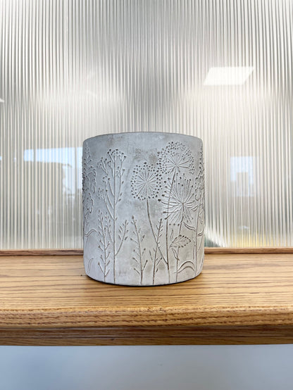 Straight Full Wildflower Cement Pot