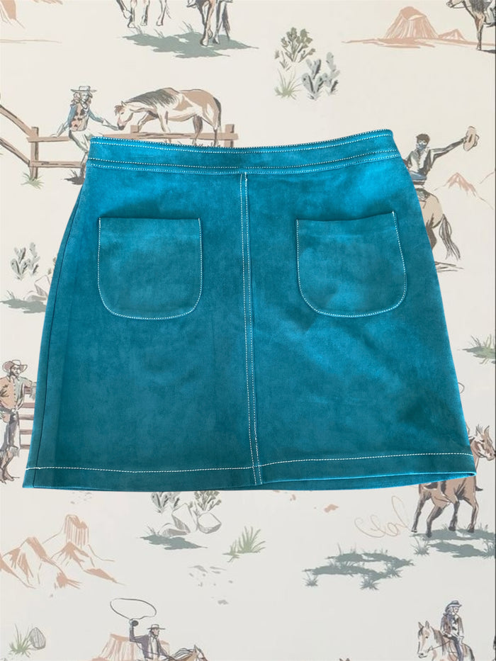 Suede Green Peach Love CA Skirt *Size Large - Deer Creek Mercantile