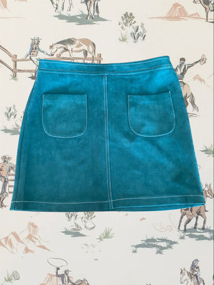 Suede Green Peach Love CA Skirt *Size Large - Deer Creek Mercantile