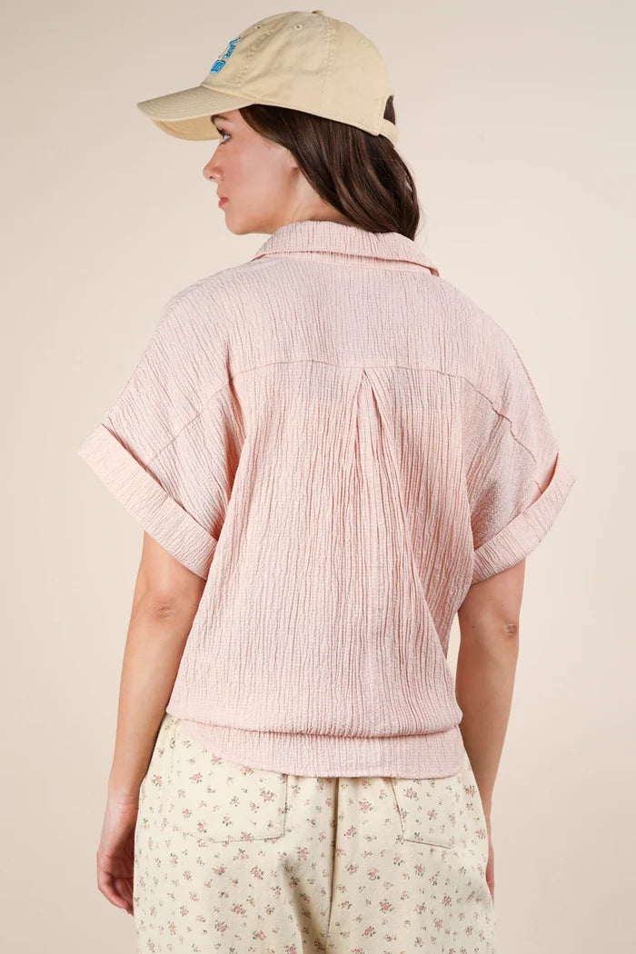 Summer Prairie Crinkled Over Shirt *Blush - Deer Creek Mercantile