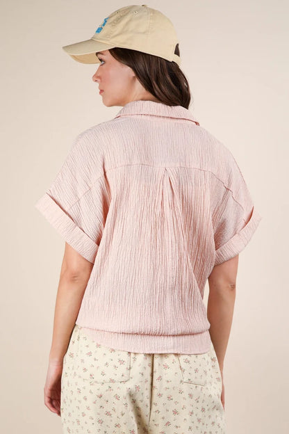 Summer Prairie Crinkled Over Shirt *Blush - Deer Creek Mercantile