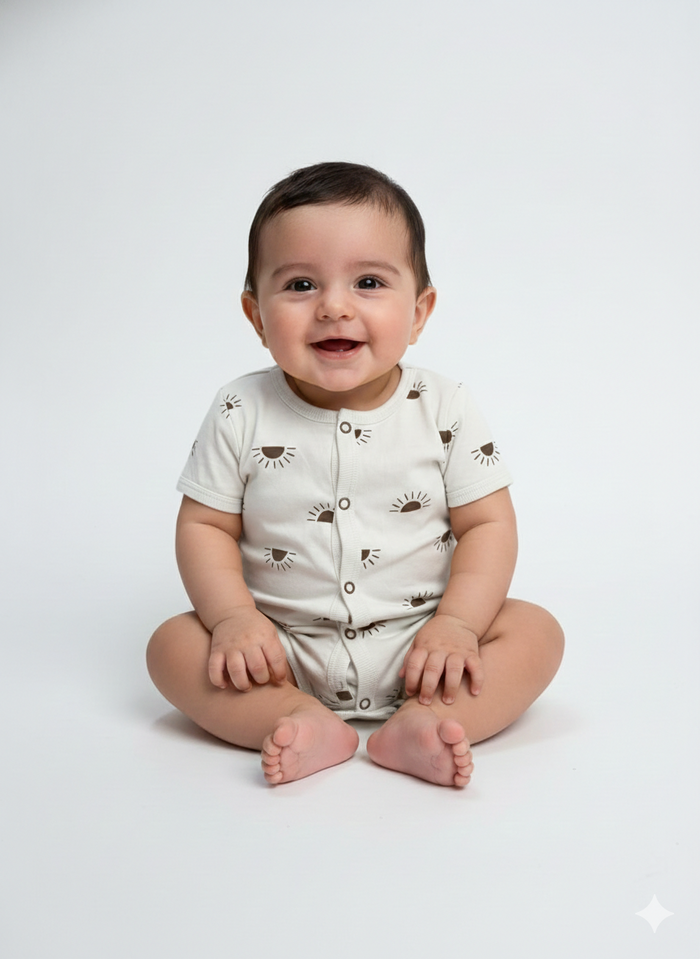 Sunshine - Hlaf Sleeve- Summer Romper White