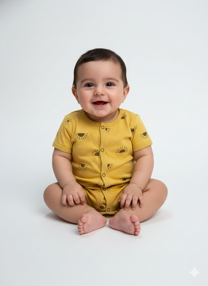 Sunshine - Hlaf Sleeve- Summer Romper Yellow