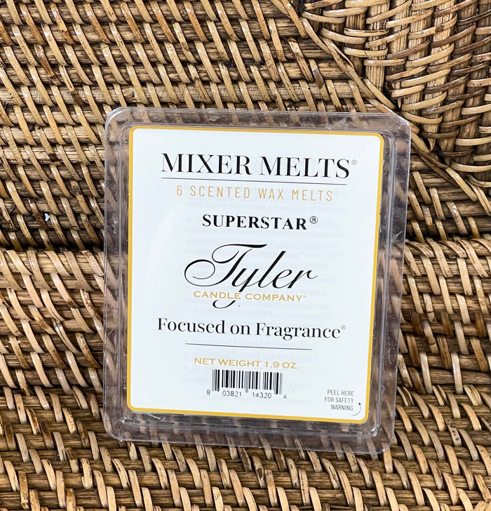 Tyler Candle Superstar mixer melts bergamot copra mimosa blossom rose for everyday gift from Magnolias Home Decor