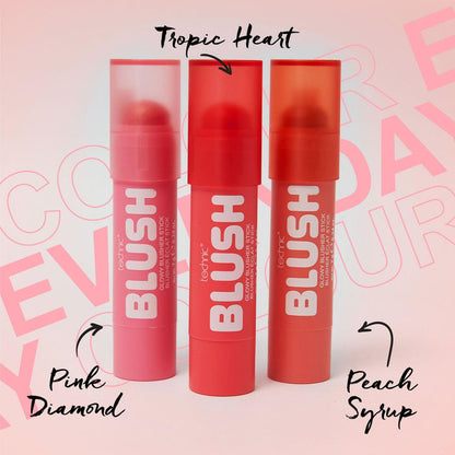 Set of three Technic Glowy Blush Sticks: Pink Diamond, Tropic Heart, and Peach Syrup