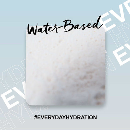 Close-up swatch of white translucent water-based loose powder texture
