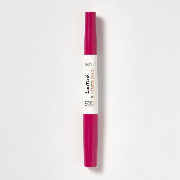 A lipstick and liner duo in the shade Berrylicious on a white background.