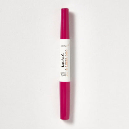A lipstick and liner duo in the shade Berrylicious on a white background.