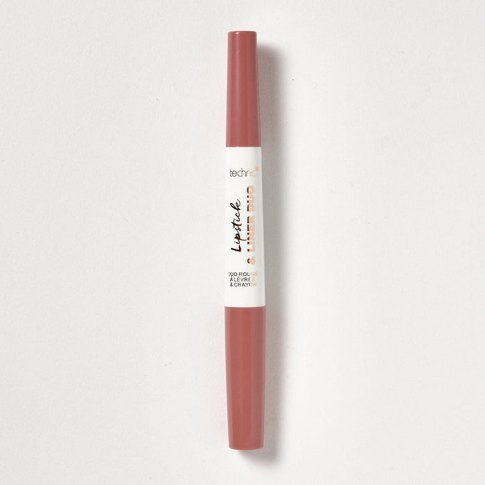 A lipstick and liner duo in the shade Sand Storm on a white background.