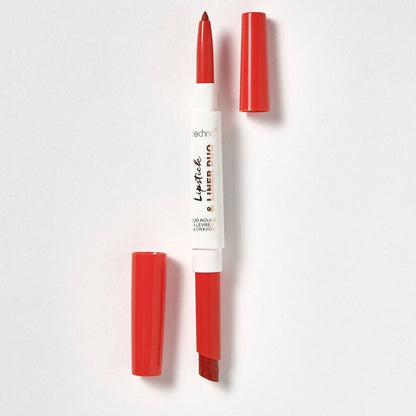 An opened lipstick and liner duo in the shade Summer Loving on a white background.