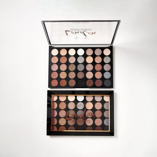 Technic London Pressed Pigment Palette open showing 35 neutral and cool-toned eyeshadow pans
