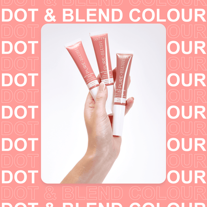 A models hand holding all 3 shades of the blusher wands.