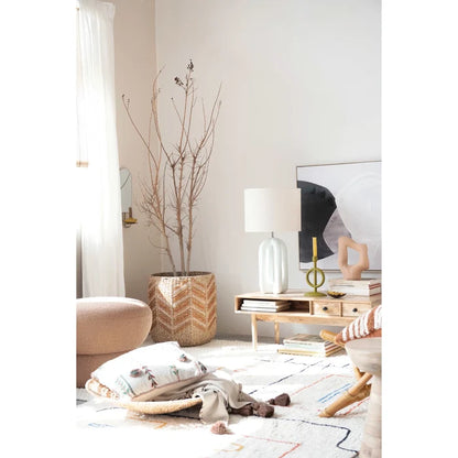 Textural Embroidered Cotton Pillow