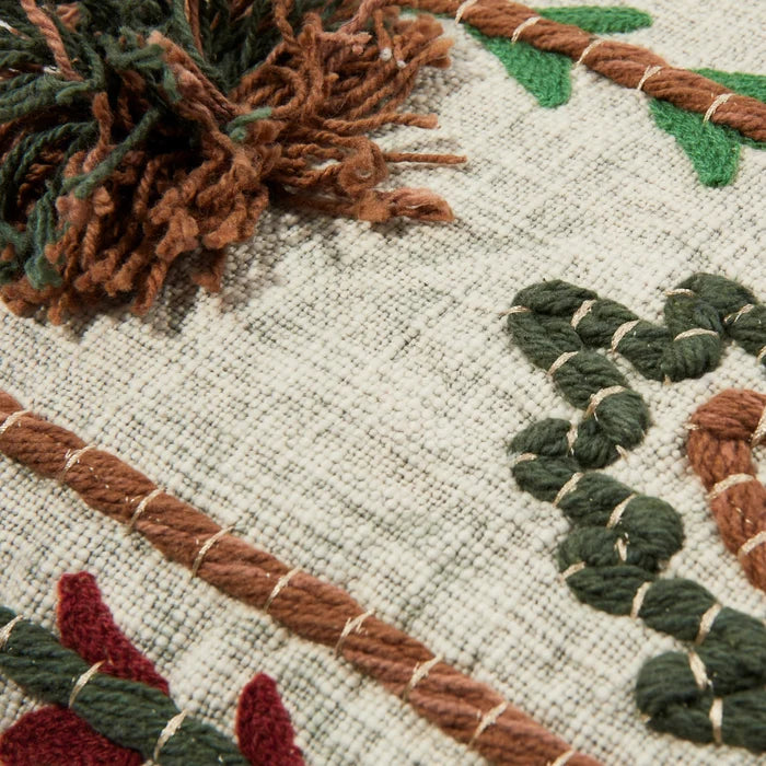 Textural Embroidered Cotton Pillow
