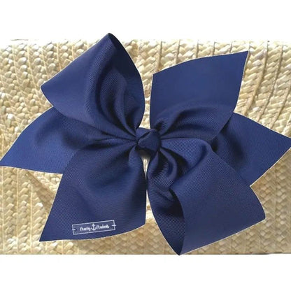 The Vineyard Straw Clutch with Interchangeable Bow - Navy - Potpourri Gift Shop